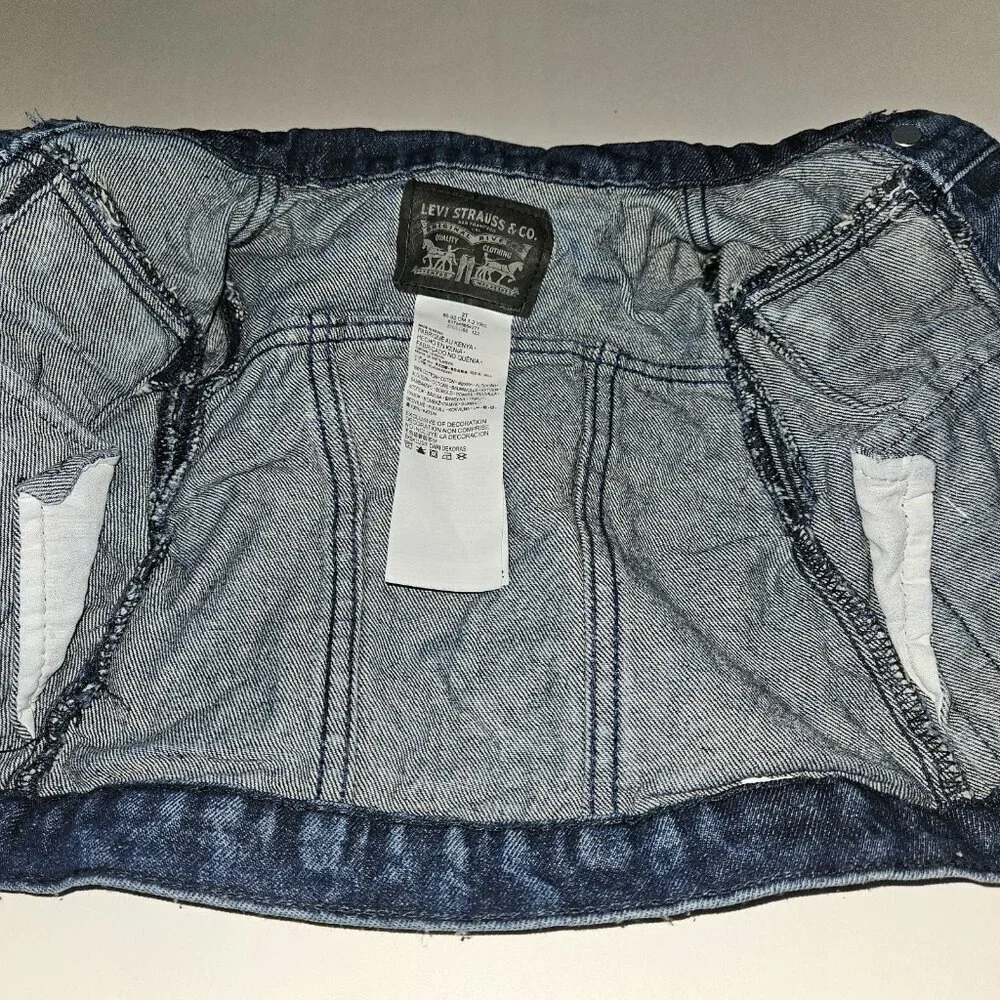 Levi Strauss Girls Toddler 2T Blue Jean Denim Jacket Snap Front (wash wear)